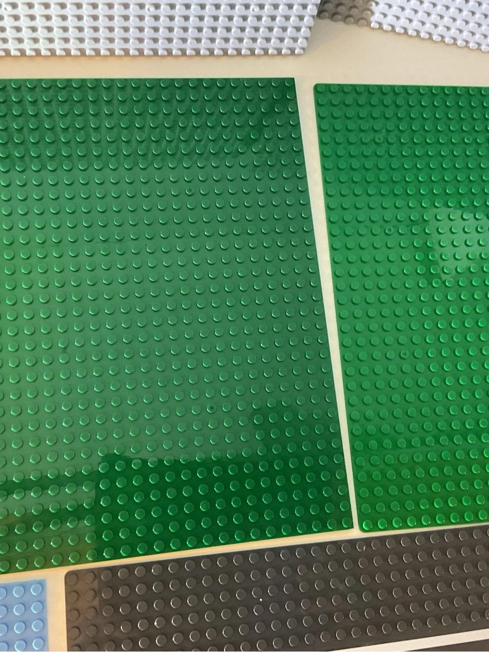 12 pc lot of Lego compatible base plates gray, green, blue, street/road